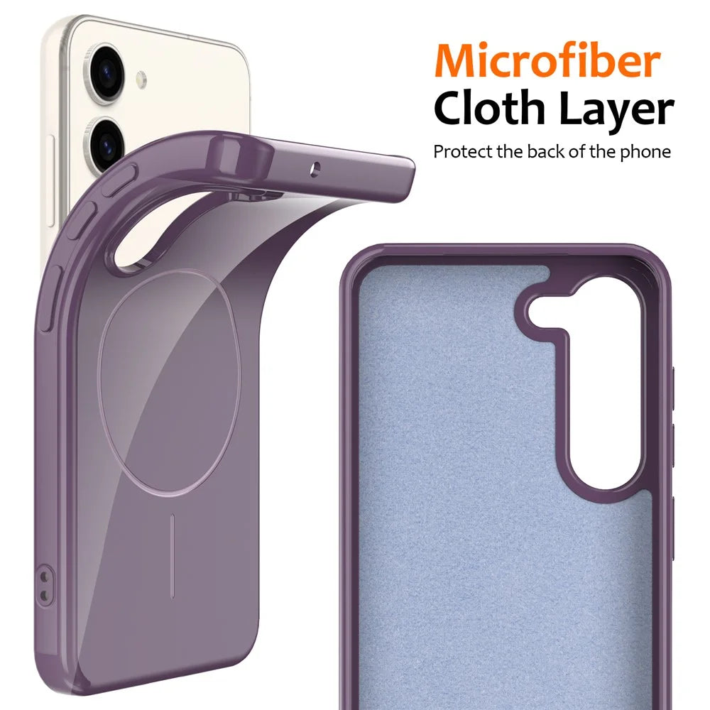 For Samsung Galaxy S23+ Magnetic Case TPU Phone Back Cover with Lanyard - Purple - 5