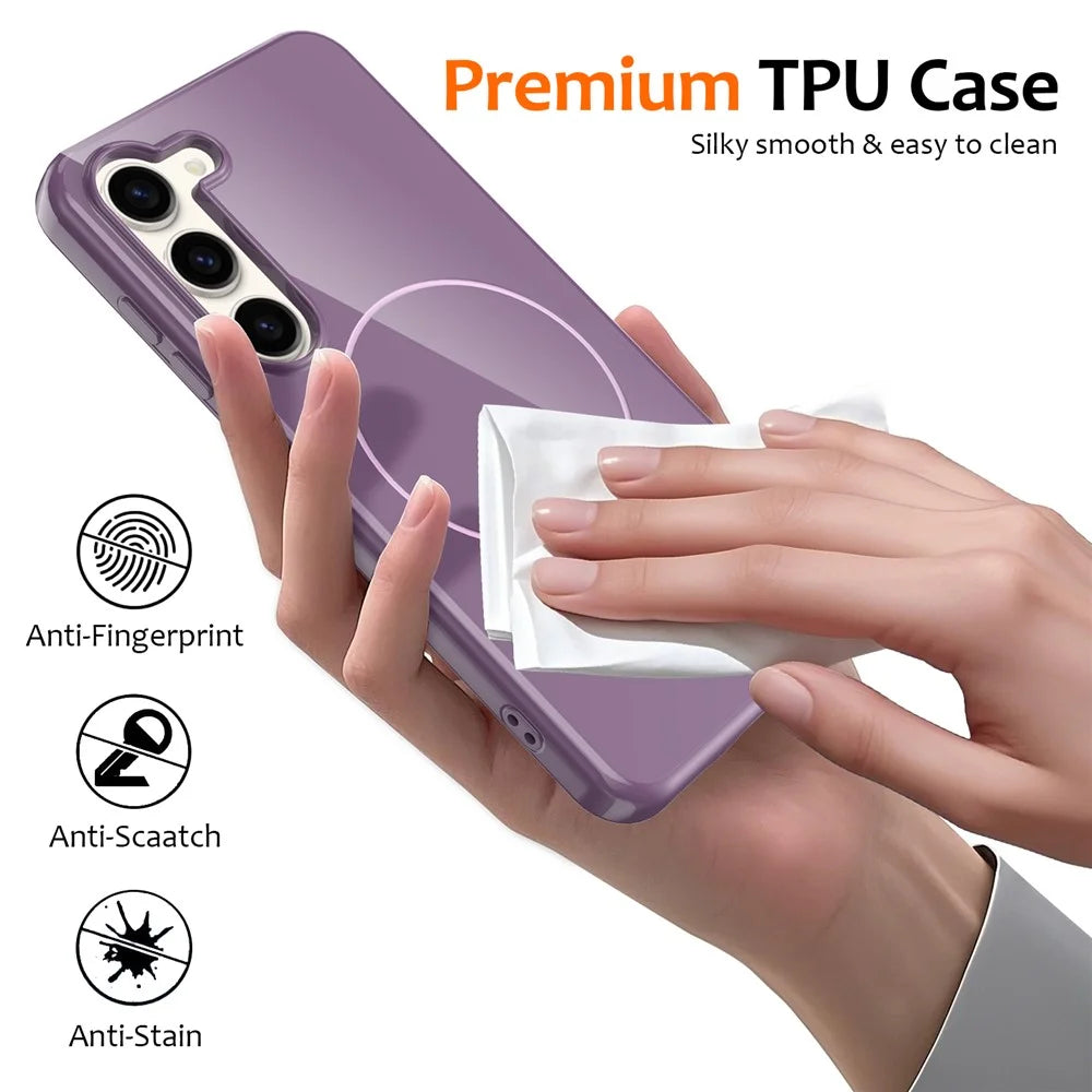 For Samsung Galaxy S23+ Magnetic Case TPU Phone Back Cover with Lanyard - Purple - 6