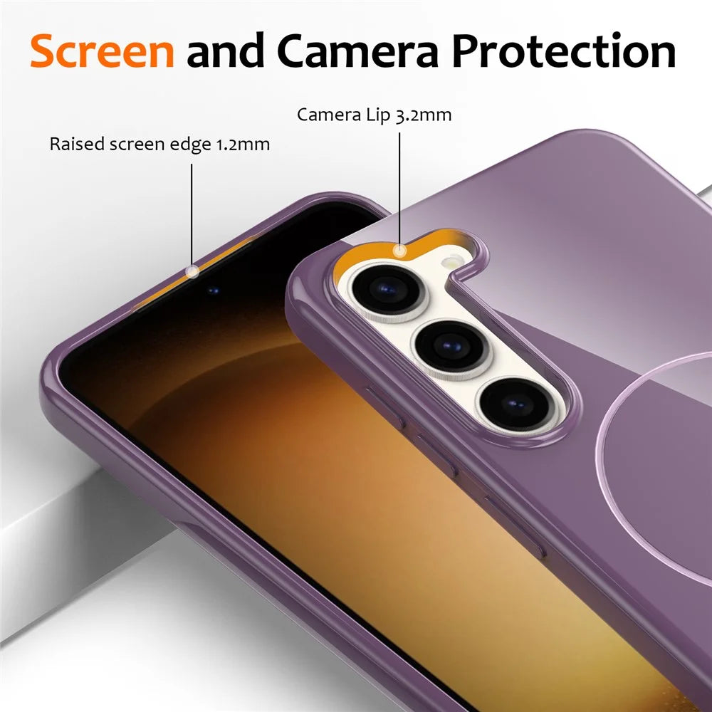 For Samsung Galaxy S23 Magnetic Case TPU Phone Back Cover with Lanyard - Purple - 3