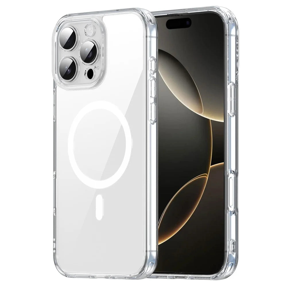 For iPhone 16 Pro Max Case Compatible with MagSafe Clear PC + TPU Shockproof Phone Back Cover - Transparent - 1