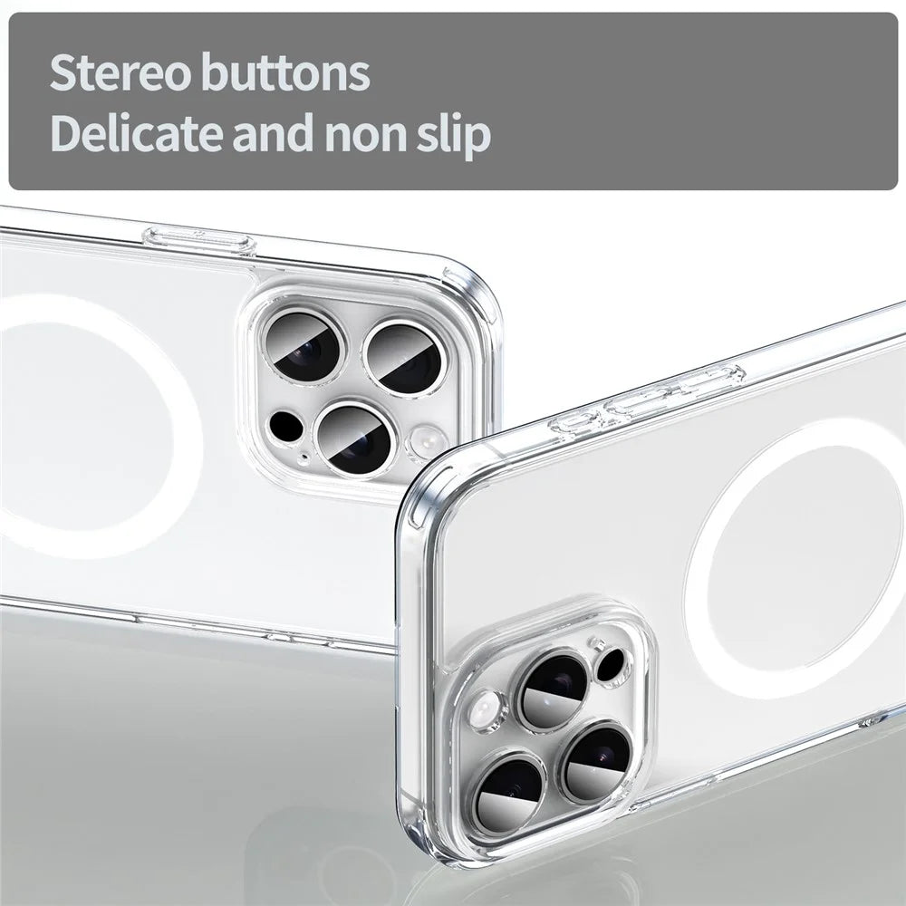 For iPhone 16 Pro Max Case Compatible with MagSafe Clear PC + TPU Shockproof Phone Back Cover - Transparent - 4