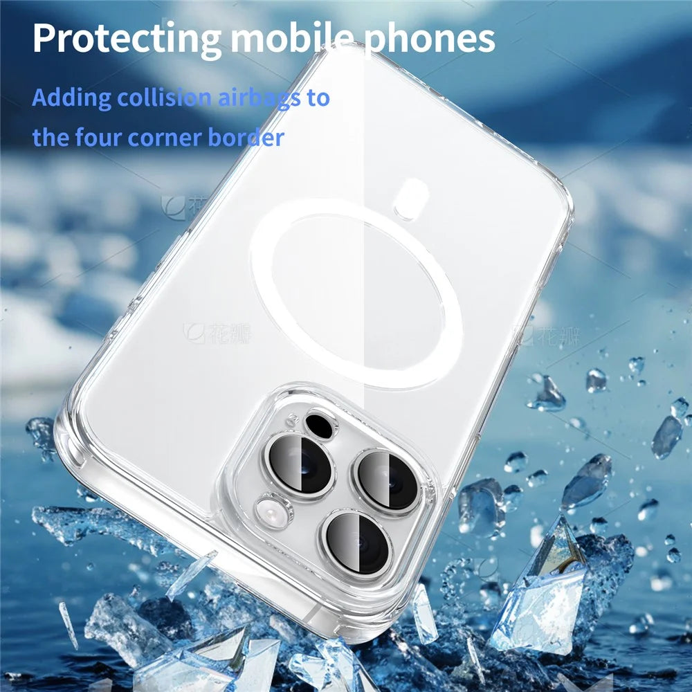 For iPhone 16 Pro Max Case Compatible with MagSafe Clear PC + TPU Shockproof Phone Back Cover - Transparent - 7