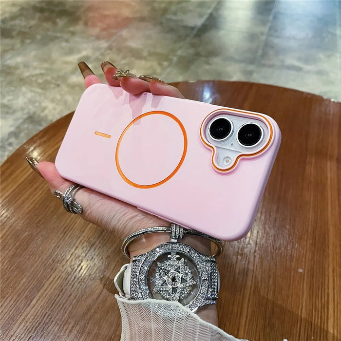 For iPhone 16 Case Compatible with MagSafe Skin Touch Slim PC Phone Back Cover - Pink - 1