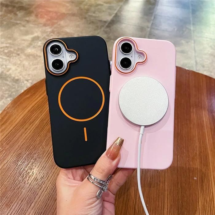 For iPhone 16 Case Compatible with MagSafe Skin Touch Slim PC Phone Back Cover - Pink - 2