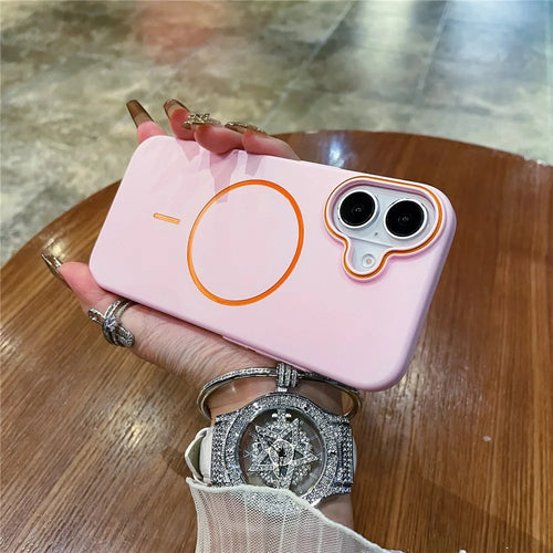 For iPhone 16 Plus Case Compatible with MagSafe Skin Touch Slim PC Phone Back Cover - Pink - 1