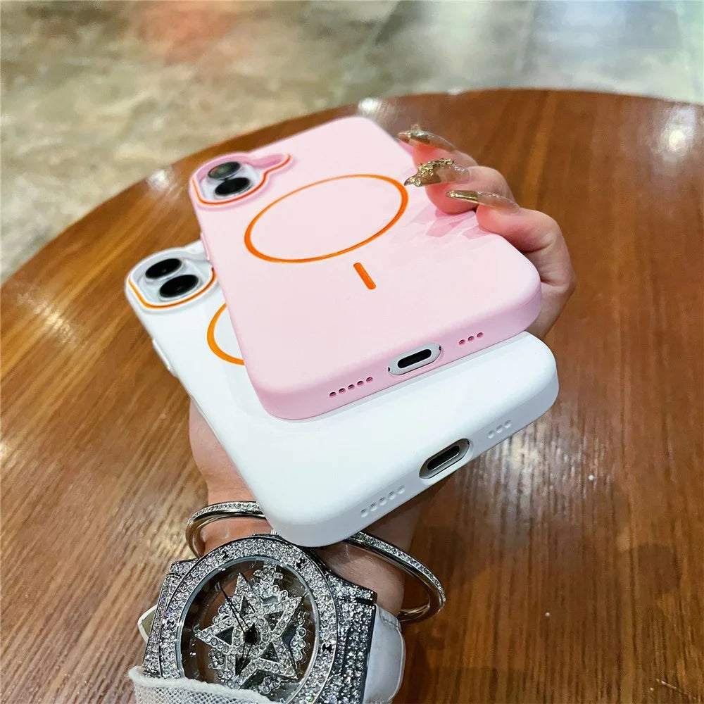 For iPhone 16 Plus Case Compatible with MagSafe Skin Touch Slim PC Phone Back Cover - Pink - 4