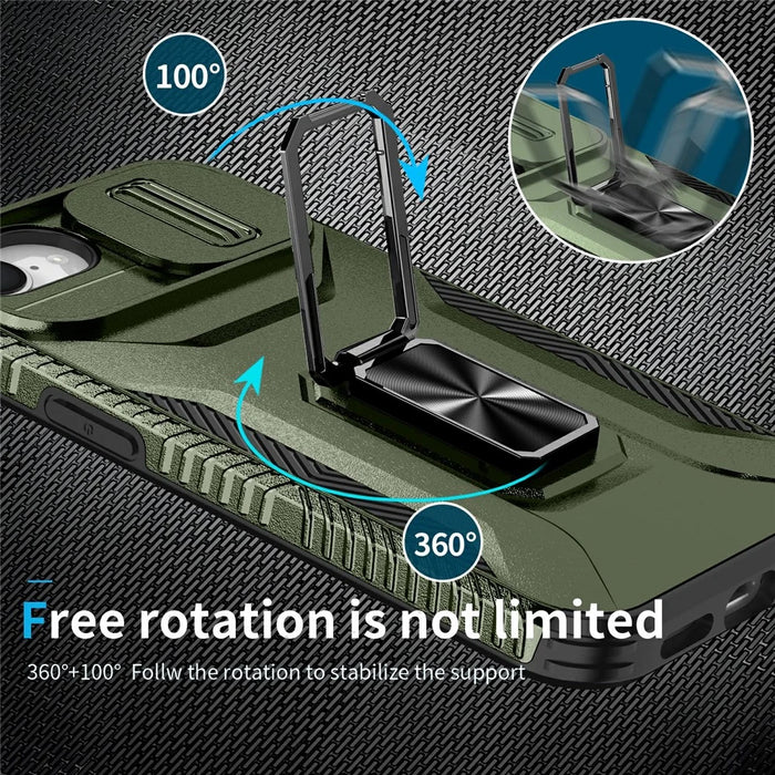 For iPhone 17e / 16e Case Camshield Kickstand TPU + PC Anti-Slip Phone Cover - Green - 4