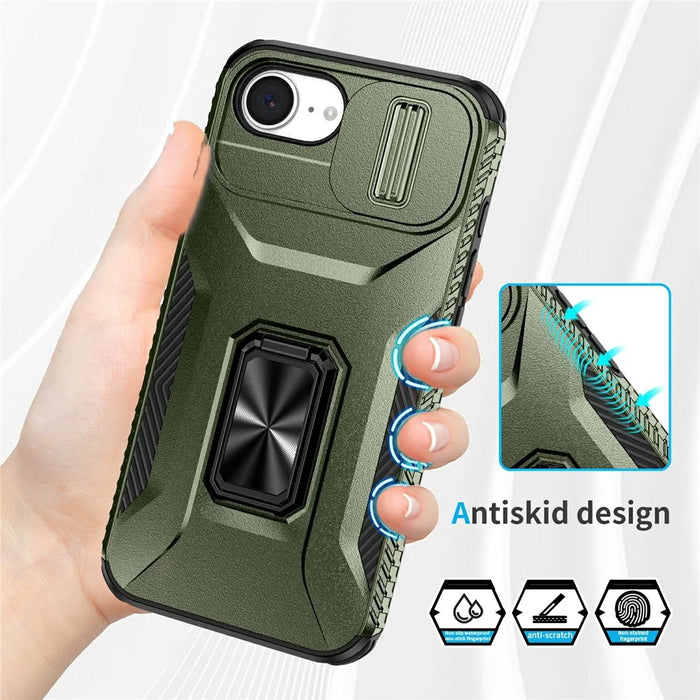 For iPhone 17e / 16e Case Camshield Kickstand TPU + PC Anti-Slip Phone Cover - Green - 5