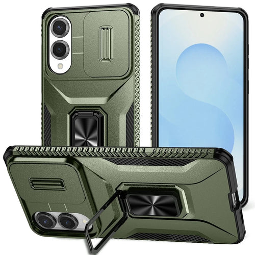 For Samsung Galaxy S25 Edge Case Camshield Kickstand TPU + PC Anti-Slip Phone Cover - Green - 1