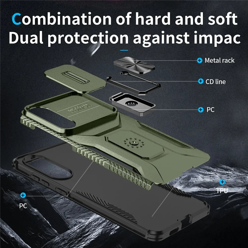 For Samsung Galaxy S25 Edge Case Camshield Kickstand TPU + PC Anti-Slip Phone Cover - Green - 3