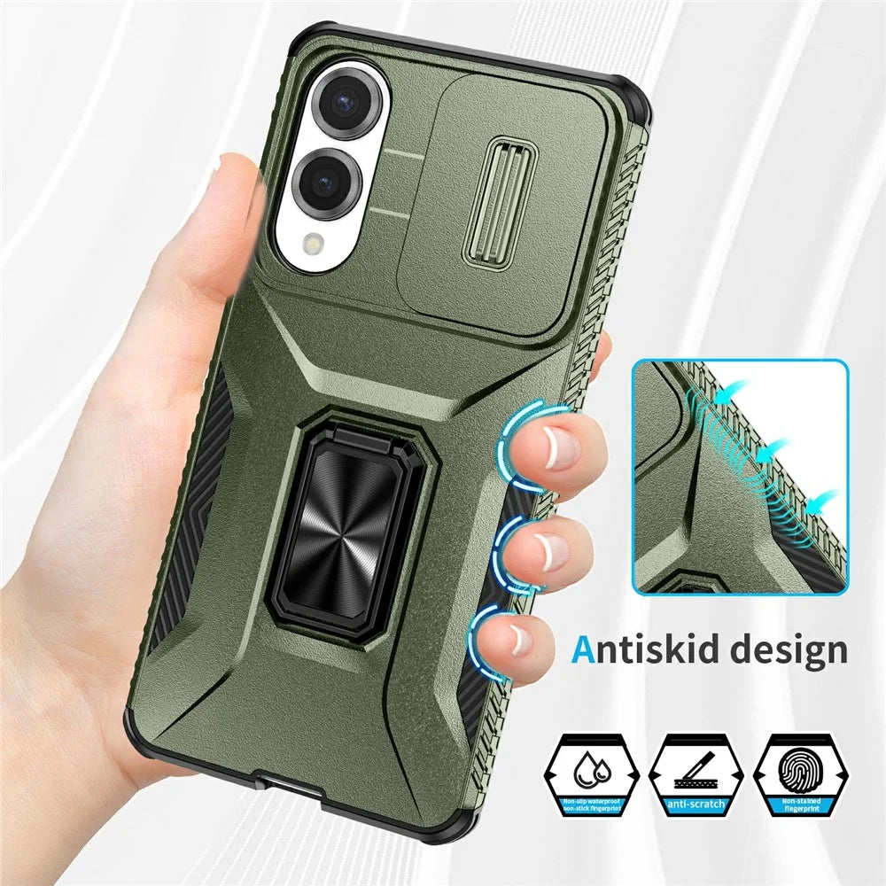 For Samsung Galaxy S25 Edge Case Camshield Kickstand TPU + PC Anti-Slip Phone Cover - Green - 5