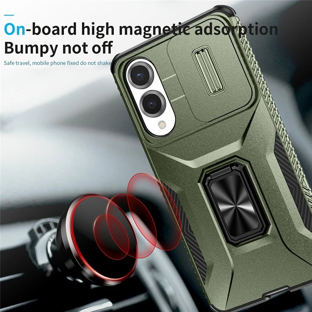 For Samsung Galaxy S25 Edge Case Camshield Kickstand TPU + PC Anti-Slip Phone Cover - Green - 6