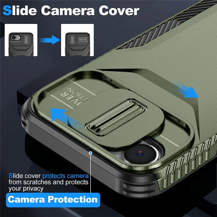 For iPhone 17e / 16e Case Camshield TPU + PC Phone Cover Non-Slip Side Edge - Green - 3