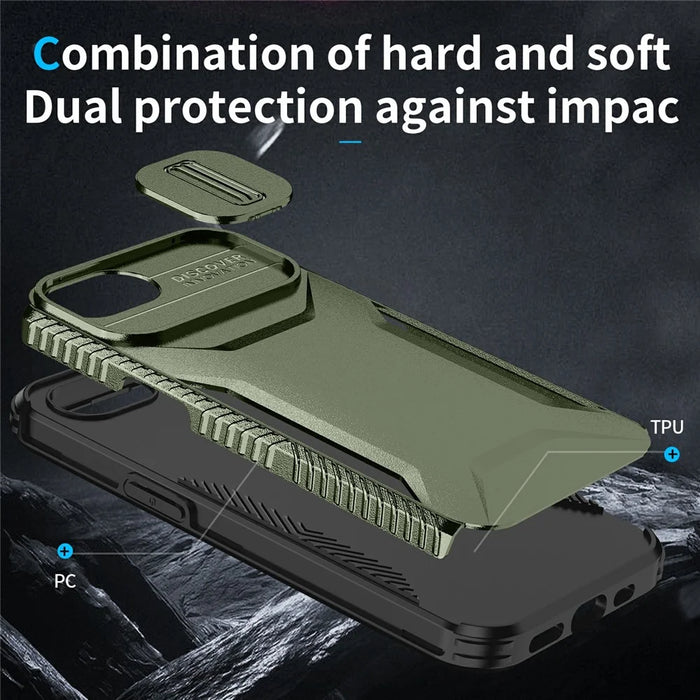 For iPhone 17e / 16e Case Camshield TPU + PC Phone Cover Non-Slip Side Edge - Green - 6