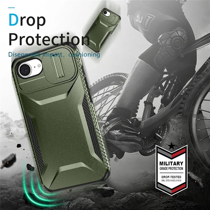 For iPhone 17e / 16e Case Camshield TPU + PC Phone Cover Non-Slip Side Edge - Green - 7