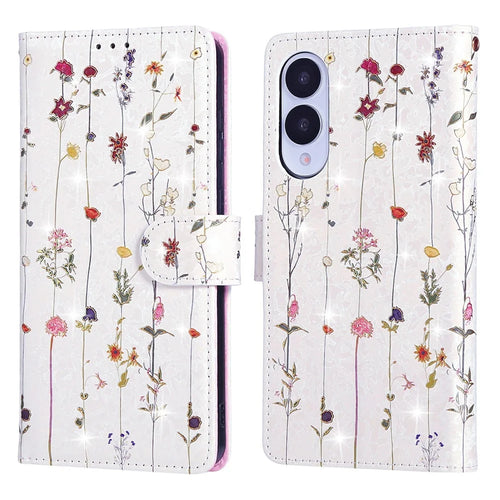 For Samsung Galaxy S25 Edge Case RFID Blocking Flower Leather Phone Cover - Small Flower - 1