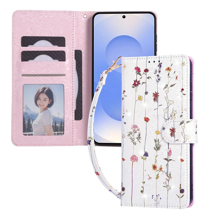 For Samsung Galaxy S25 Edge Case RFID Blocking Flower Leather Phone Cover - Small Flower - 5