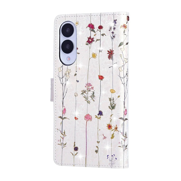 For Samsung Galaxy S25 Edge Case RFID Blocking Flower Leather Phone Cover - Small Flower - 7