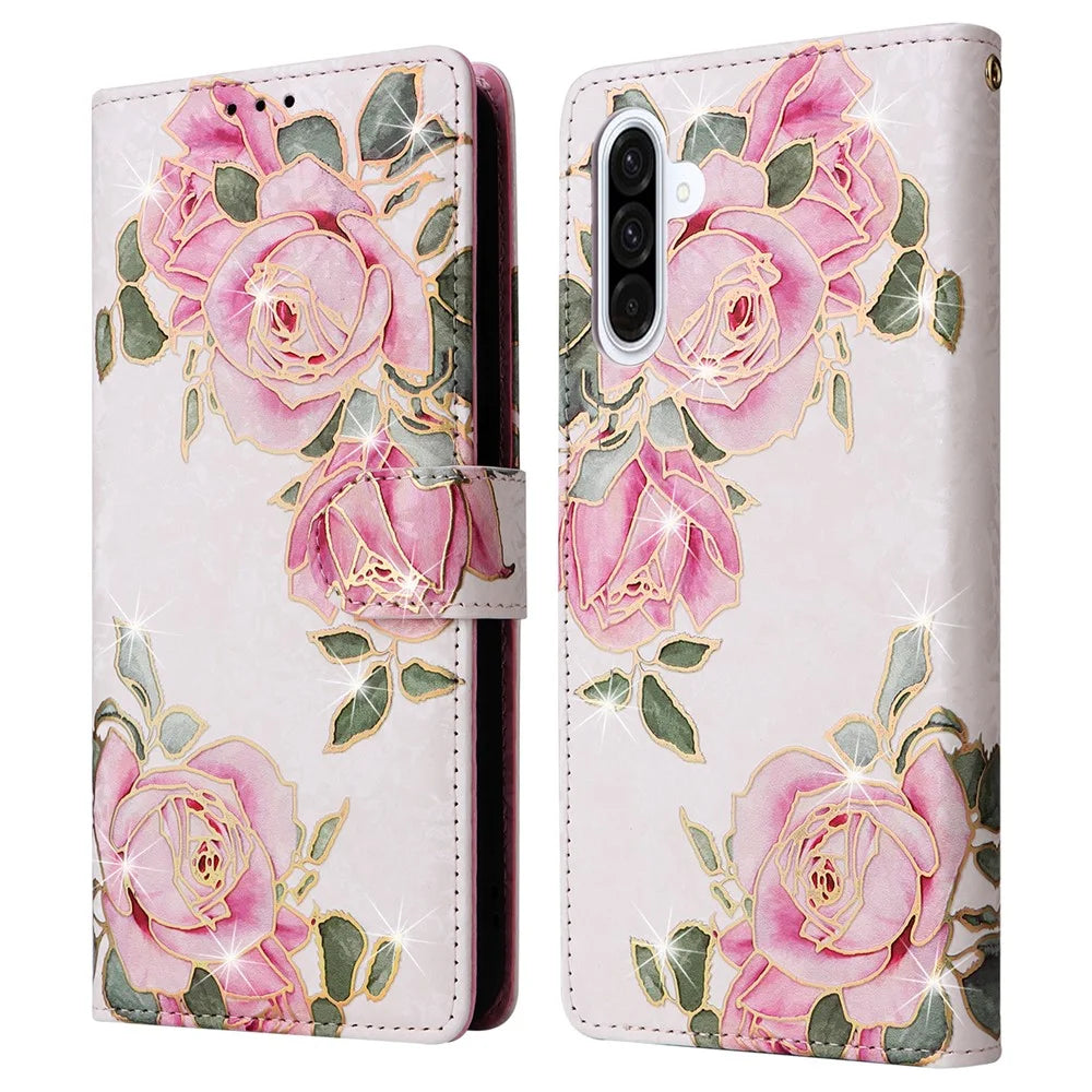 For Samsung Galaxy A56 5G Case RFID Blocking Flower Leather Phone Cover - Flower - 1