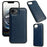 For iPhone 17e / 16e Case Calf Texture PU Leather Anti Fingerprint Back Phone Cover - Blue - 1
