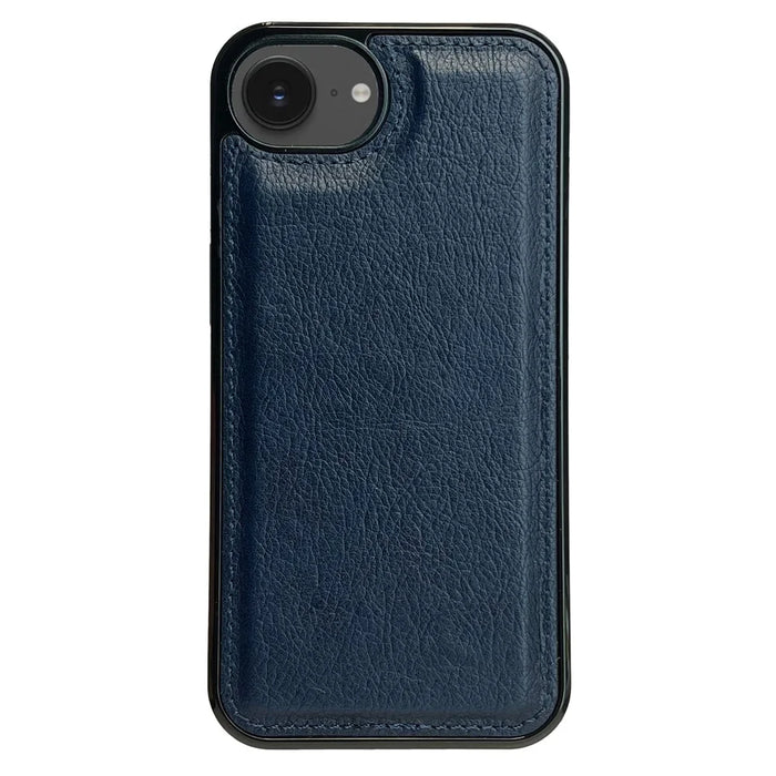 For iPhone 17e / 16e Case Calf Texture PU Leather Anti Fingerprint Back Phone Cover - Blue - 3