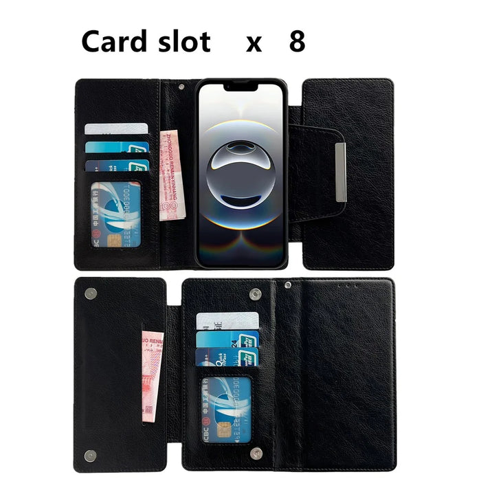 For iPhone 17e / 16e Case Detachable 2-in-1 Magnetic Closure PU Leather Wallet Phone Case - Black - 3