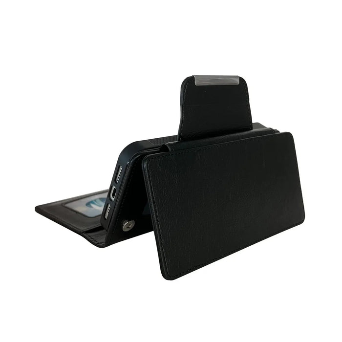 For iPhone 17e / 16e Case Detachable 2-in-1 Magnetic Closure PU Leather Wallet Phone Case - Black - 5