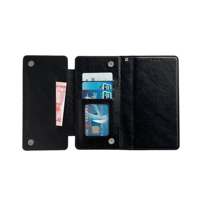 For iPhone 17e / 16e Case Detachable 2-in-1 Magnetic Closure PU Leather Wallet Phone Case - Black - 6