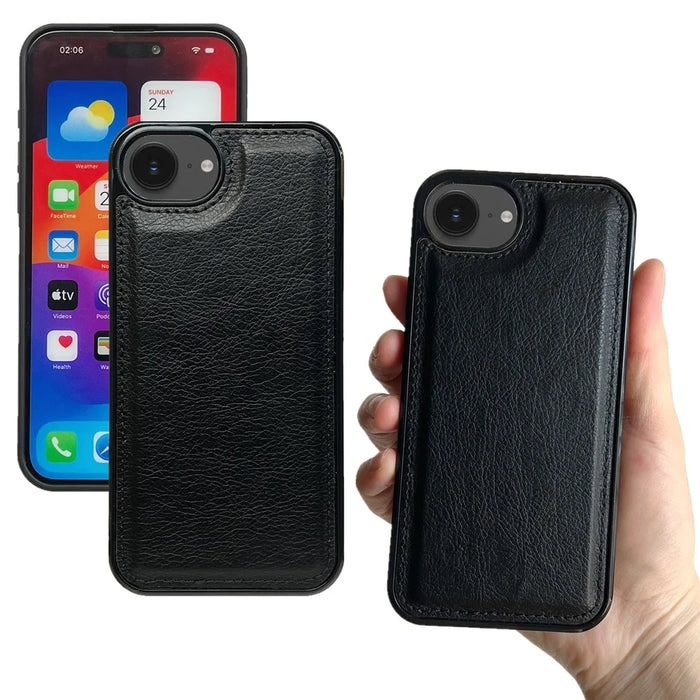 For iPhone 17e / 16e Case Detachable 2-in-1 Magnetic Closure PU Leather Wallet Phone Case - Black - 7