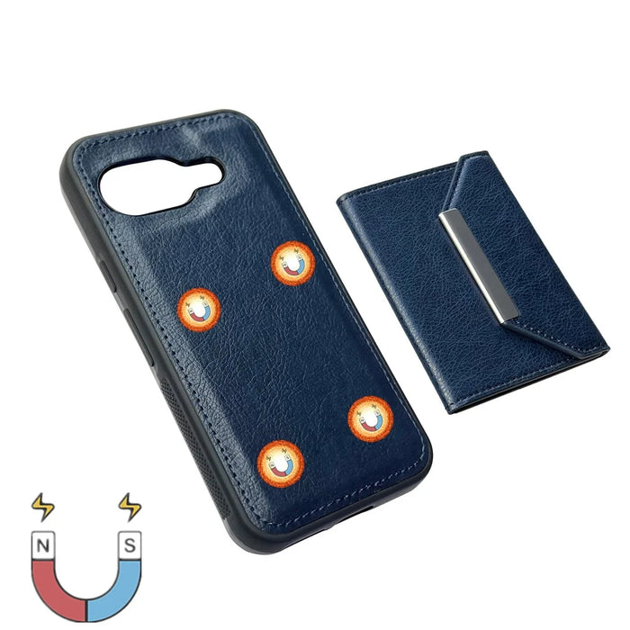 For Google Pixel 9a Case Card Bag Kickstand TPU + PU Phone Cover - Blue - 6