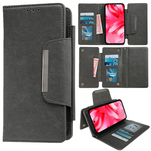 For Google Pixel 9a Case Detachable 2-in-1 Magnetic Closure PU Leather Wallet Phone Case - Grey - 1