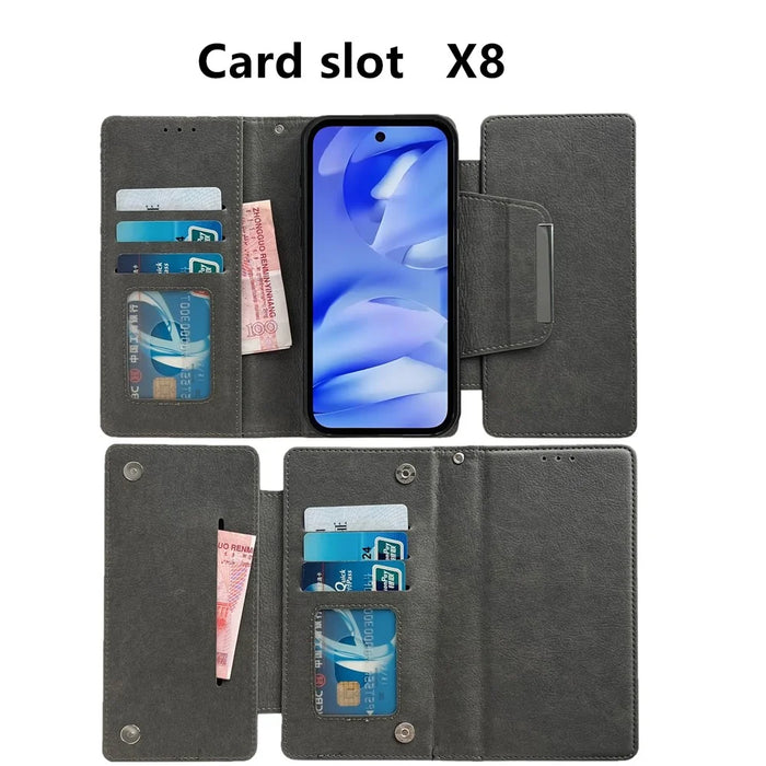 For Google Pixel 9a Case Detachable 2-in-1 Magnetic Closure PU Leather Wallet Phone Case - Grey - 5