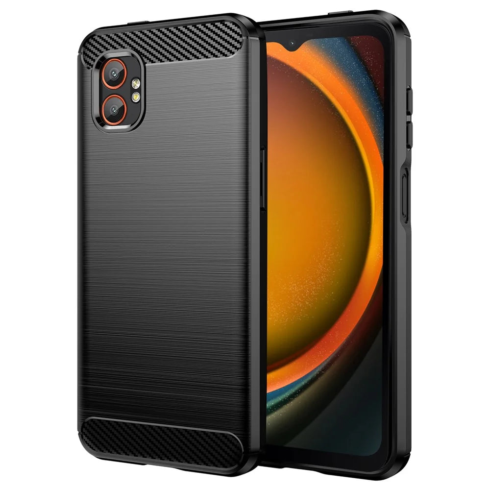 For Samsung Galaxy XCover7 Pro Case Protective Phone Cover Carbon Fiber Texture Brushed - Black - 1