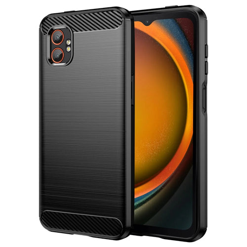For Samsung Galaxy XCover7 Pro Case Protective Phone Cover Carbon Fiber Texture Brushed - Black - 1