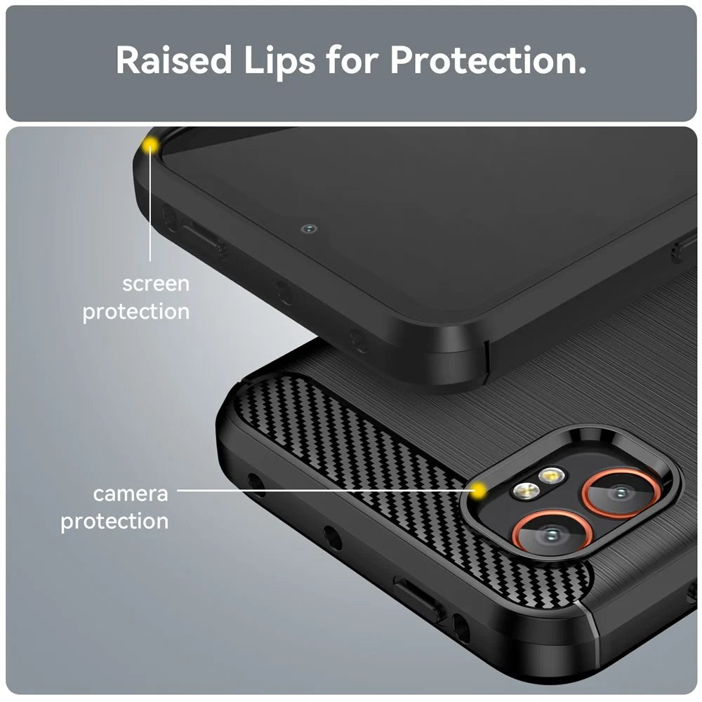 For Samsung Galaxy XCover7 Pro Case Protective Phone Cover Carbon Fiber Texture Brushed - Black - 5