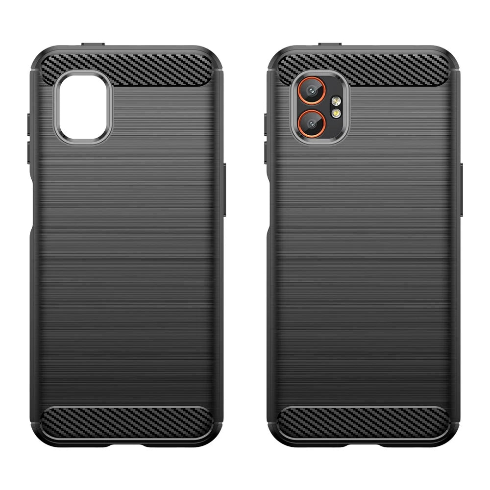 For Samsung Galaxy XCover7 Pro Case Protective Phone Cover Carbon Fiber Texture Brushed - Black - 7