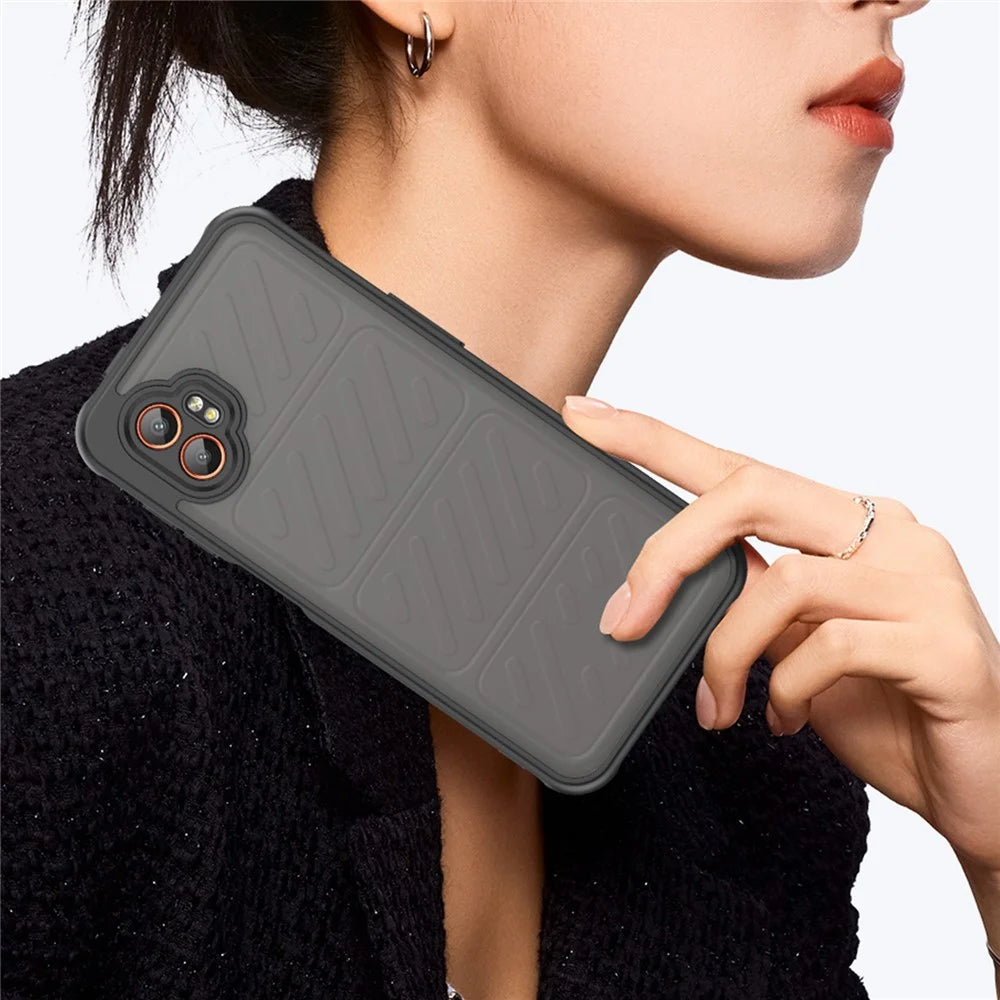 For Samsung Galaxy XCover7 Pro Case Drop Proof Airbags Frosted Translucent PC + TPU Phone Back Cover - Black - 2
