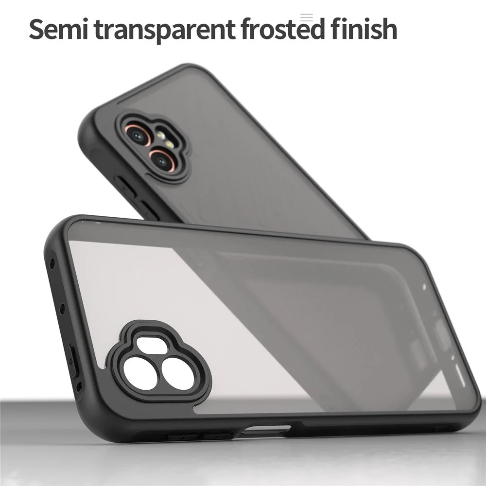 For Samsung Galaxy XCover7 Pro Case Drop Proof Airbags Frosted Translucent PC + TPU Phone Back Cover - Black - 4