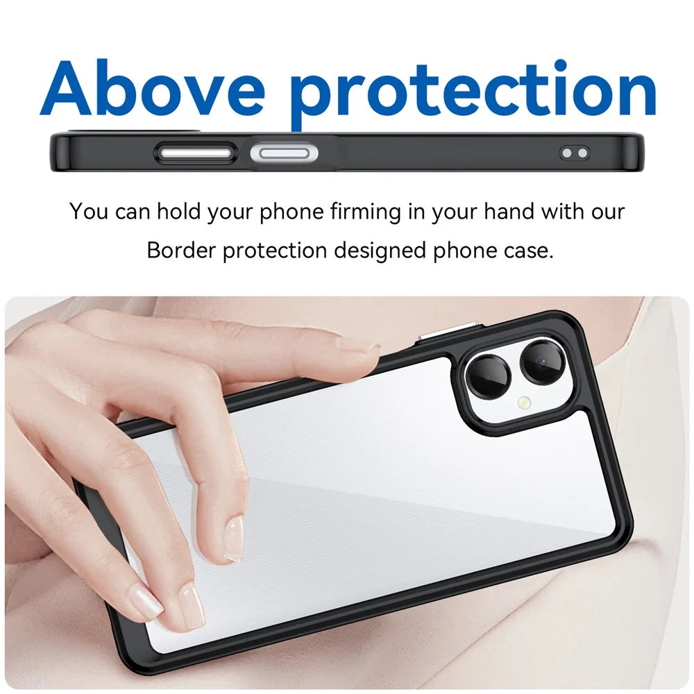 For Samsung Galaxy A06 5G Case TPU + Acrylic Protective Clear Phone Cover - Black - 3