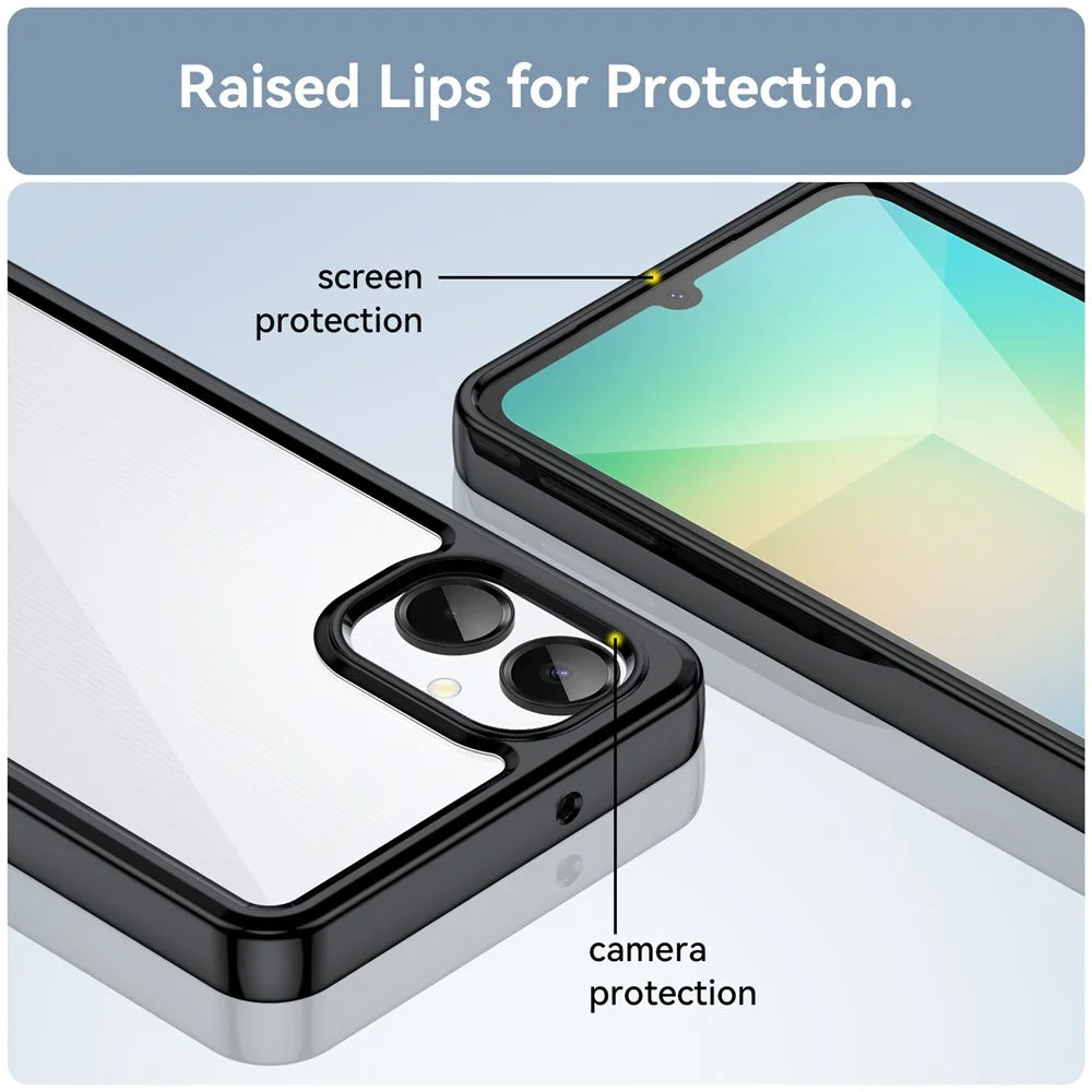 For Samsung Galaxy A06 5G Case TPU + Acrylic Protective Clear Phone Cover - Black - 5