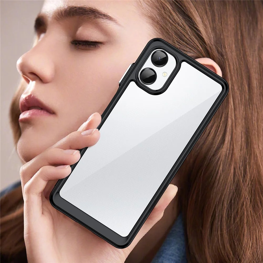 For Samsung Galaxy A06 5G Case TPU + Acrylic Protective Clear Phone Cover - Black - 6