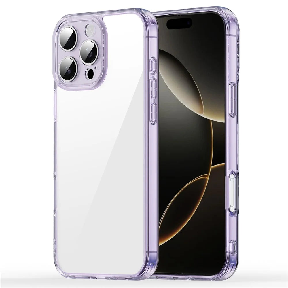 For iPhone 16 Pro Max Case TPU + Acrylic Phone Back Cover Anti Yellowing - Purple - 1