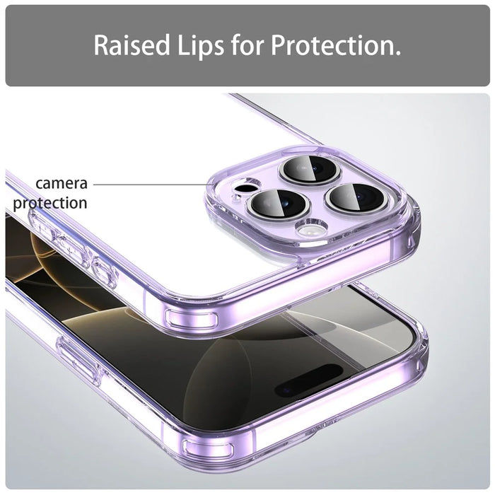 For iPhone 16 Pro Max Case TPU + Acrylic Phone Back Cover Anti Yellowing - Purple - 7