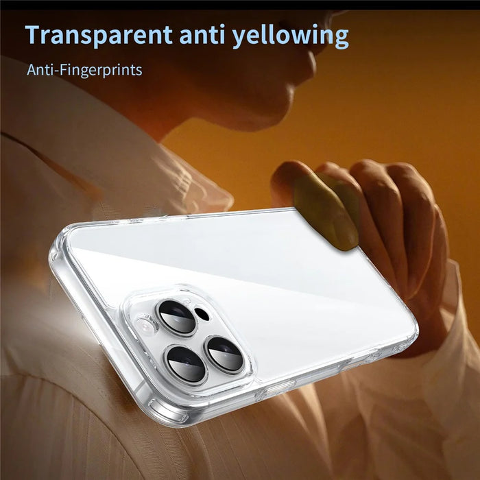 For iPhone 16 Pro Case TPU + Acrylic Phone Back Cover Anti Yellowing - Transparent - 3