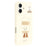 For iPhone 16 Case Pattern Printed 2.0mm TPU Phone Cover with 3D Accessories Decor - White + Coffee - 1