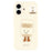 For iPhone 16 Case Pattern Printed 2.0mm TPU Phone Cover with 3D Accessories Decor - White + Coffee - 3