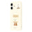 For iPhone 16 Case Pattern Printed 2.0mm TPU Phone Cover with 3D Accessories Decor - White + Coffee - 4