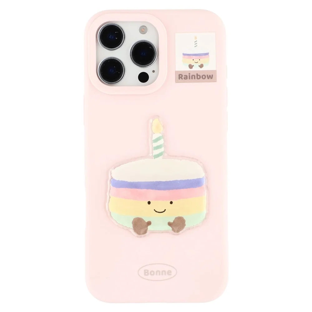 For iPhone 16 Pro Case Pattern Printed 2.0mm TPU Phone Cover with 3D Accessories Decor - Pink + Macaron - 3