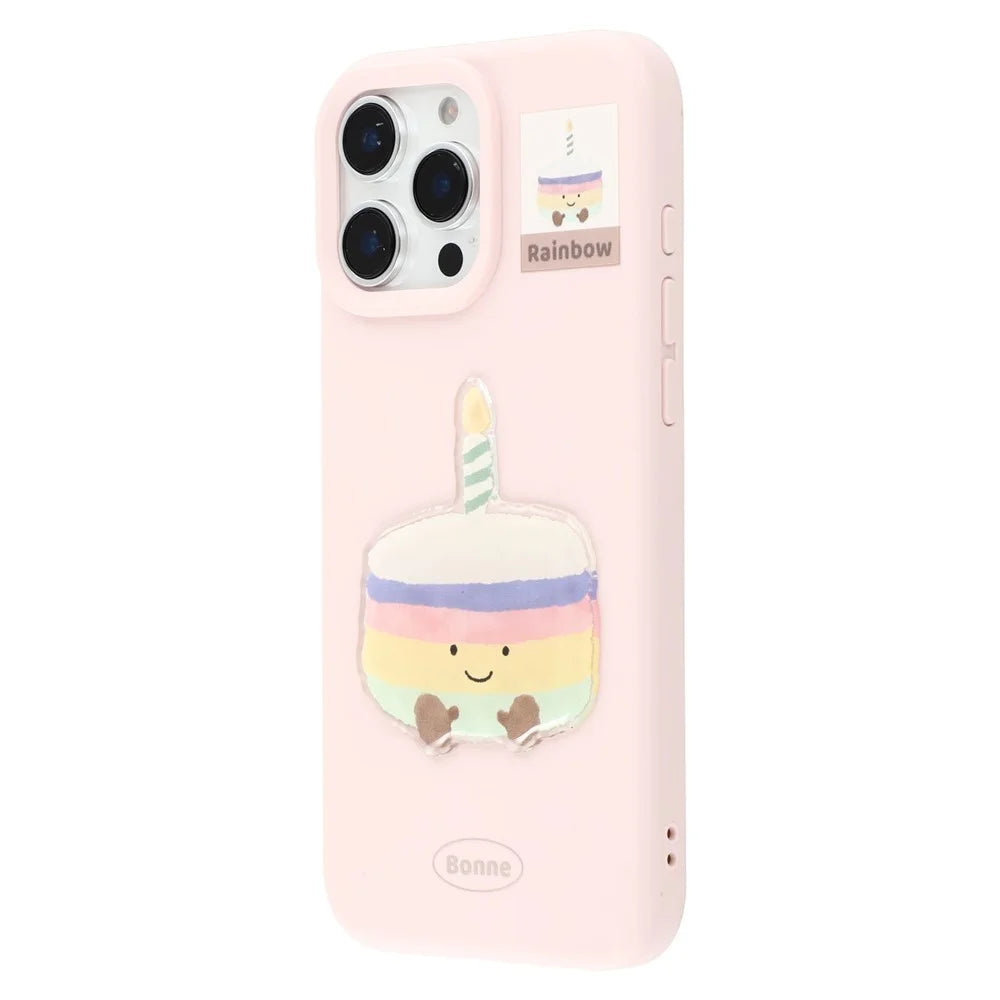 For iPhone 16 Pro Case Pattern Printed 2.0mm TPU Phone Cover with 3D Accessories Decor - Pink + Macaron - 4