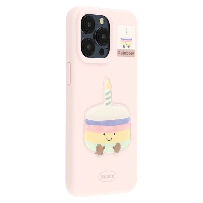 For iPhone 15 Pro Case Pattern Printed 2.0mm TPU Phone Cover with 3D Accessories Decor - Pink + Macaron - 1